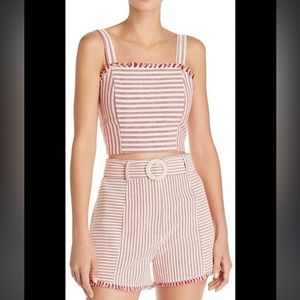 AQUA red and ivory stripe set NWT